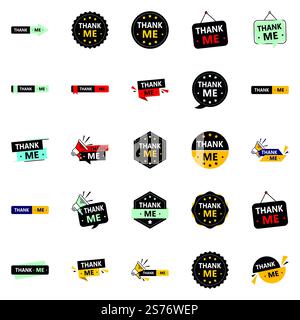 25 beeindruckende Dankesbanner, um Dankbarkeit zu zeigen Stock Vektor