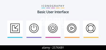 Basic Line 5 Symbolpaket einschließlich Basic. Linie. Einfach. Schnittstelle. ux. Kreatives Symboldesign Stock Vektor