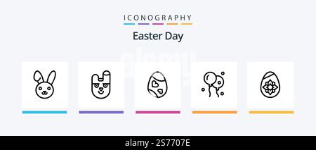 Easter Line 5 Icon Pack inklusive Tee. ostern. ostern. Ei, Kaninchen. Kreatives Symboldesign Stock Vektor
