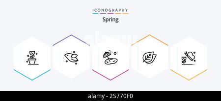 Frühling 25 Reihe Icon Pack mit Blume. Frühling. Strand. Die Natur. Ökologie Stock Vektor