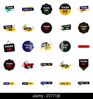 25 professionelle Dankesbanner, um Dankbarkeit zu zeigen Stock Vektor