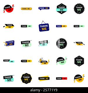 25 professionelle Dankesbanner, um Dankbarkeit zu zeigen Stock Vektor