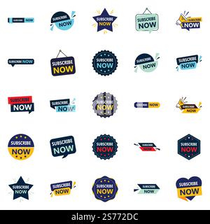 25 hochwertige Grafikelemente für Marketingmaterialien zum Abonnieren Stock Vektor