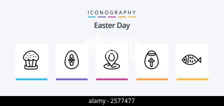 Easter Line 5 Icon Pack Inklusive . Tasche. ostern. christian. Kreatives Symboldesign Stock Vektor