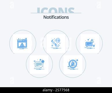 Benachrichtigungen Blue Icon Pack 5 Icon Design. Gesendet. Nachricht. Web. sms: Nachricht Stock Vektor