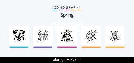 Spring Line 5 Icon Pack inklusive Sommer. Blume. Rübe. Frühling. ostern. Kreatives Symboldesign Stock Vektor