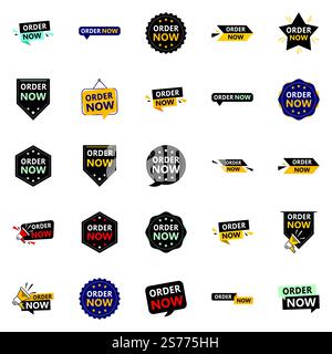 25 auffällige Order Now Banner, um Aufmerksamkeit zu erregen Stock Vektor
