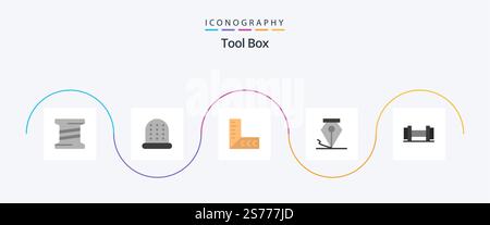 Tools Flat 5 Icon Pack Mit . freiform. Werkzeuge Stock Vektor