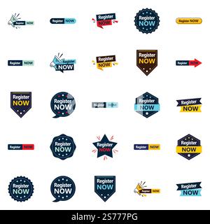 Registrieren Sie sich jetzt für 25 hochwertige typografische Banner Stock Vektor