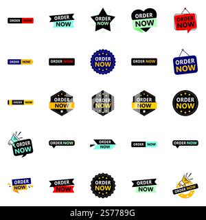 25 auffällige Order Now Banner, um Aufmerksamkeit zu erregen Stock Vektor
