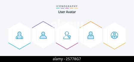 Benutzer 25 blaues Symbolpaket mit . Einfach. Benutzer Stock Vektor