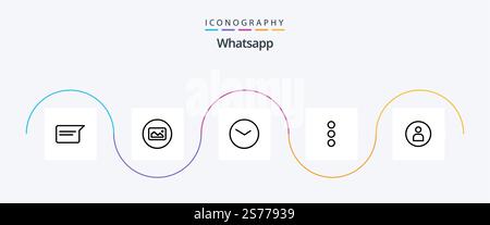 WhatsApp Line 5 Icon Pack inklusive Basic. Mann! Einfach. benutzeroberfläche. Anw Stock Vektor