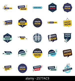 Mit unseren Bannern „Jetzt bestellen“ im 25-Pack kannst du einen großen Eindruck hinterlassen Stock Vektor