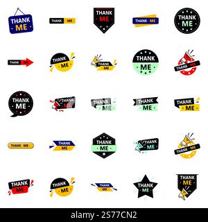 25 professionelle Dankesbanner, um Dankbarkeit zu zeigen Stock Vektor