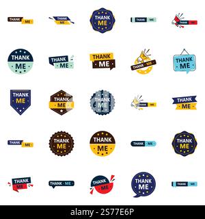 25 professionelle Dankesbanner, um Dankbarkeit zu zeigen Stock Vektor