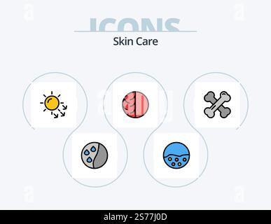 Skin Line Filled Icon Pack 5 Icon Design. Dermatologe. Sesamsamen. omega. Sesam. lasik Stock Vektor