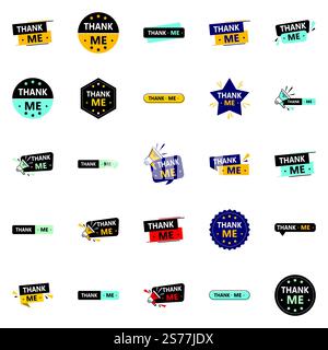 25 professionelle Dankesbanner, um Dankbarkeit zu zeigen Stock Vektor