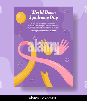 World Down Syndrome Day Vertikales Poster Flache Cartoon Handgezeichnete Vorlagen Illustration Stock Vektor