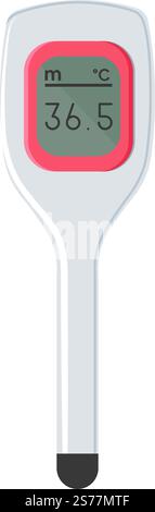 Thermometer zur Messung von Temperatur, Gesundheit und Behandlung. Isoliertes elektronisches Gerät mit Anzeige des Ergebnisses. Medizinische Instrumente und Werkzeuge für den persönlichen Gebrauch. Vektor in abgewickelter Form. Elektronisches Gerät zur Messung des Temperaturvektors Stock Vektor