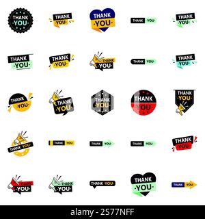 Vielen Dank 25 High Quality Vector Icons für eine professionelle Dankesbotschaft Stock Vektor