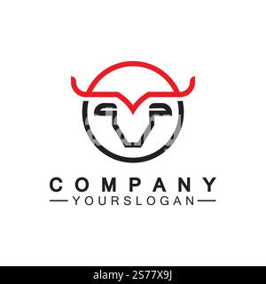 Bull Monoline Logo Design Vektorvorlage Stock Vektor