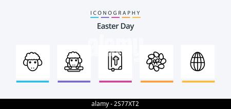 Easter Line 5 Icon Pack Inklusive . Hühnchen. ostern. Feier. Kreatives Symboldesign Stock Vektor