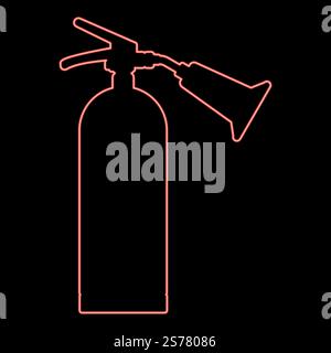 Neon Feuerlöscher rote Farbe Vektor Illustration Bild flache Art Licht. Neon Feuerlöscher rot Farbe Vektor Illustration Bild flach Stil Stock Vektor