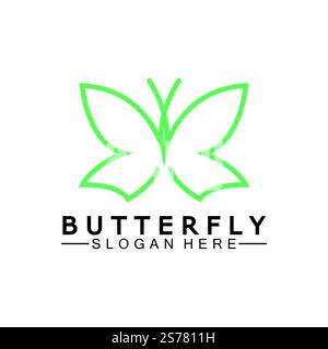 Einfache Butterfly Monoline Logo-Vektor-Illustration Stock Vektor