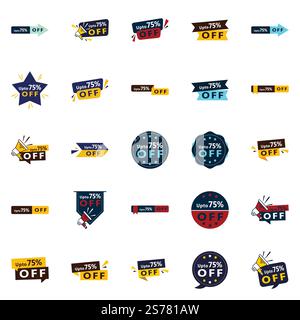 25 professionelle Vektordesigns in den „Perfect for Sale“-Werbeaktionen mit bis zu 70 % Rabatt Stock Vektor