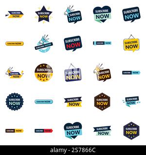 Abonnieren Sie jetzt 25 Vector Banner für hochwertiges Marketingmaterial Stock Vektor
