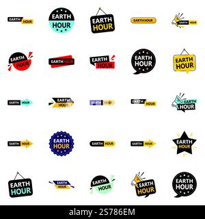 The Earth Hour Vector Collection 25 dynamische Designs für Ihre nächste umweltfreundliche Initiative Stock Vektor