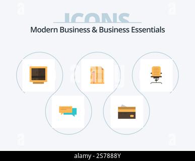 Modernes Business Und Business Essentials Flat Icon Pack 5 Icon Design. Schublade. Schrank. Bankwesen. Einkaufen. Finanzen Stock Vektor