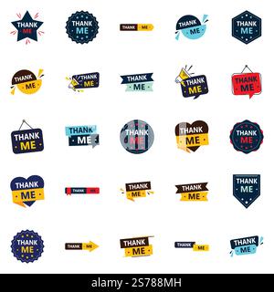 25 beeindruckende Dankesbanner, um Dankbarkeit zu zeigen Stock Vektor