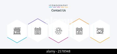 Kontaktieren Sie uns 25 Line Symbolpaket mit . E-Mail. Kommunikation. Posteingang. Service Stock Vektor