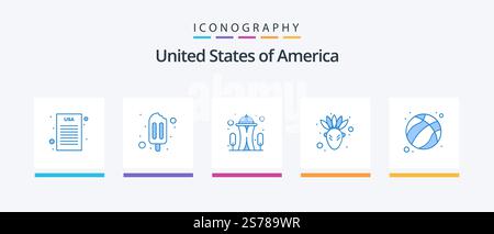 Usa Blue 5 Icon Pack Mit . Fußball. Nadel. Kugel. thanksgiving. Kreatives Symboldesign Stock Vektor