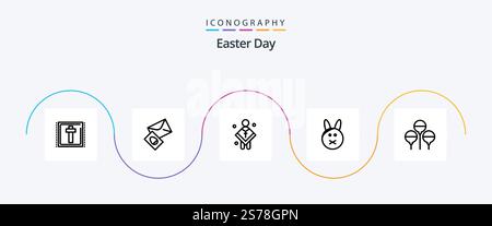 Ostern Line 5 Icon Pack inklusive ostern. Kaninchen. christian. ostern. Prediger Stock Vektor