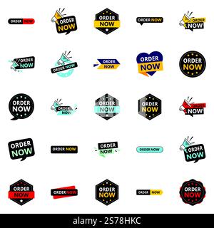 25 auffällige Order Now Banner, um Aufmerksamkeit zu erregen Stock Vektor