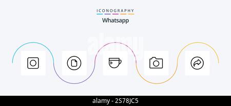 WhatsApp Line 5 Icon Pack mit Recht. Einfach. Tee. Einfach. Bild Stock Vektor