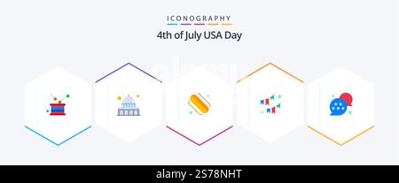 USA 25 Flat Icon Pack mit Flagge. Party. wisconsin. Dekoration. amerikaner Stock Vektor