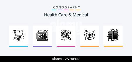 Health Care And Medical Line 5 Icon Pack Mit . Anaphylaxie. Optiker. Allergie. Medizinisch. Kreatives Symboldesign Stock Vektor