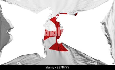Zerstörte Stadt Sucre, Hauptstadt Boliviens Flagge, weißer Hintergrund, 3D-Darstellung Stockfoto