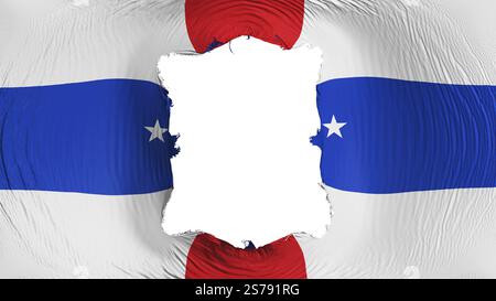 Quadratisches Loch in der Flagge der Niederländischen Antillen 1986 2010, weißer Hintergrund, 3D-Darstellung Stockfoto