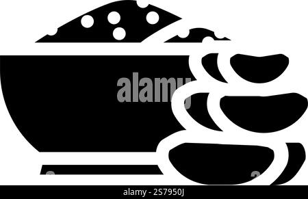 Puder Aloe Vera Glyphe Symbol Vektor. Puder Aloe Vera-Zeichen. Isolierte Symboldarstellung. Puder Aloe Vera Glyphe Symbol Vektor Illustration Stock Vektor