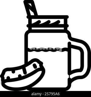 Saft Aloe Vera Linie Symbol Vektor. SaftAloe Vera-Schild. Schwarze Abbildung des isolierten Kontursymbols. Saft Aloe Vera Linie Symbol Vektor Illustration Stock Vektor