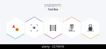 Tools 25 Flat Symbolpaket mit . Tinte. Stock Vektor