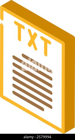 TXT-Dateiformat isometrischer Symbolvektor des Dokuments. Dokument-Signatur im TXT-Dateiformat. Isolierte Symboldarstellung. TXT-Dateiformat Isometrische Symbolvektorgrafik des Dokuments Stock Vektor