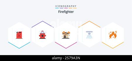 Firefighter 25 Flat Icon-Paket mit . Feuer! Innenraum. Gefahr. Glocke Stock Vektor