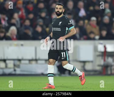 London, Großbritannien. Januar 2025. Mohamed Salah aus Liverpool während des Premier League-Spiels Brentford gegen Liverpool im Gtech Community Stadium, London, Großbritannien, 18. Januar 2025 (Foto: Alfie Cosgrove/News Images) in London, Großbritannien am 19. Januar 2025. (Foto: Alfie Cosgrove/News Images/SIPA USA) Credit: SIPA USA/Alamy Live News Stockfoto