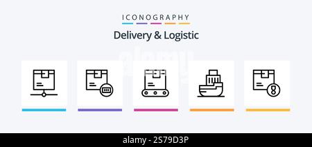Auslieferung und Logistik Linie 5 Symbolpaket einschließlich Dokument. Schach. Versand. Produkt. Lieferung. Kreatives Symboldesign Stock Vektor