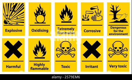 Symbol Warnschild Für Gefährliche Giftige Stoffe, Warnschild Für Chemische Gefahren Stock Vektor
